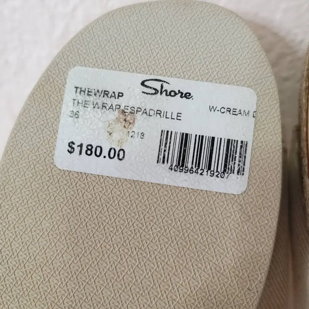 JAMES SMITH The Wrap Suede Espadrille in Cream Size 36 (5.5 US)